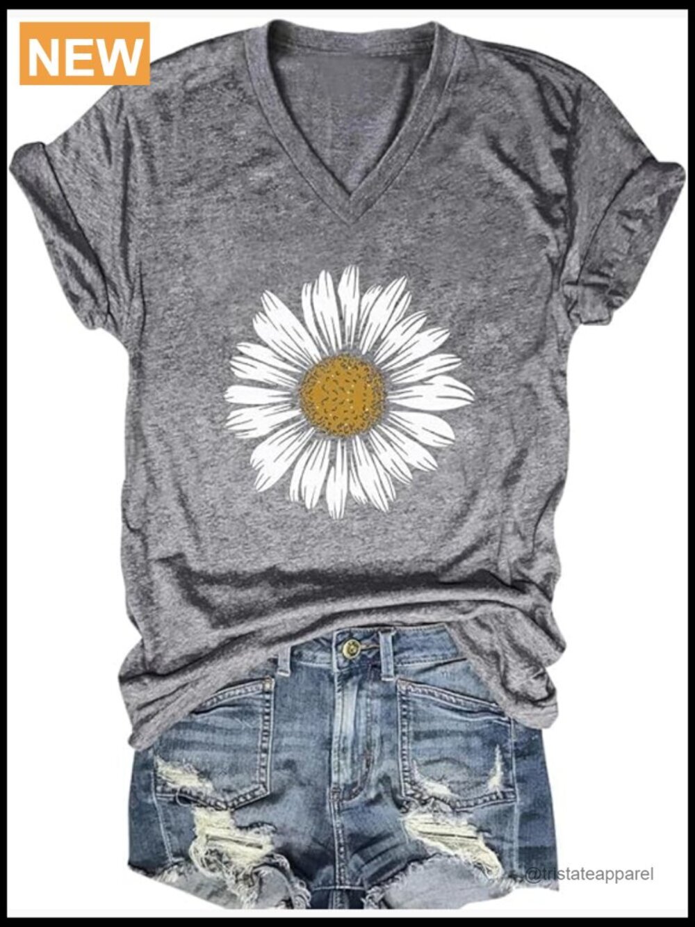 Vintage Boho Floral V-Neck Tee Loose Fit Soft Cotton Essential T-Shirt